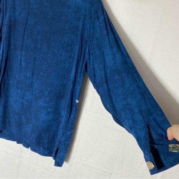 Vintage Nativewear Designs Blue Stonewash Long Sleeve Button Up Blouse M - Picture 14 of 16